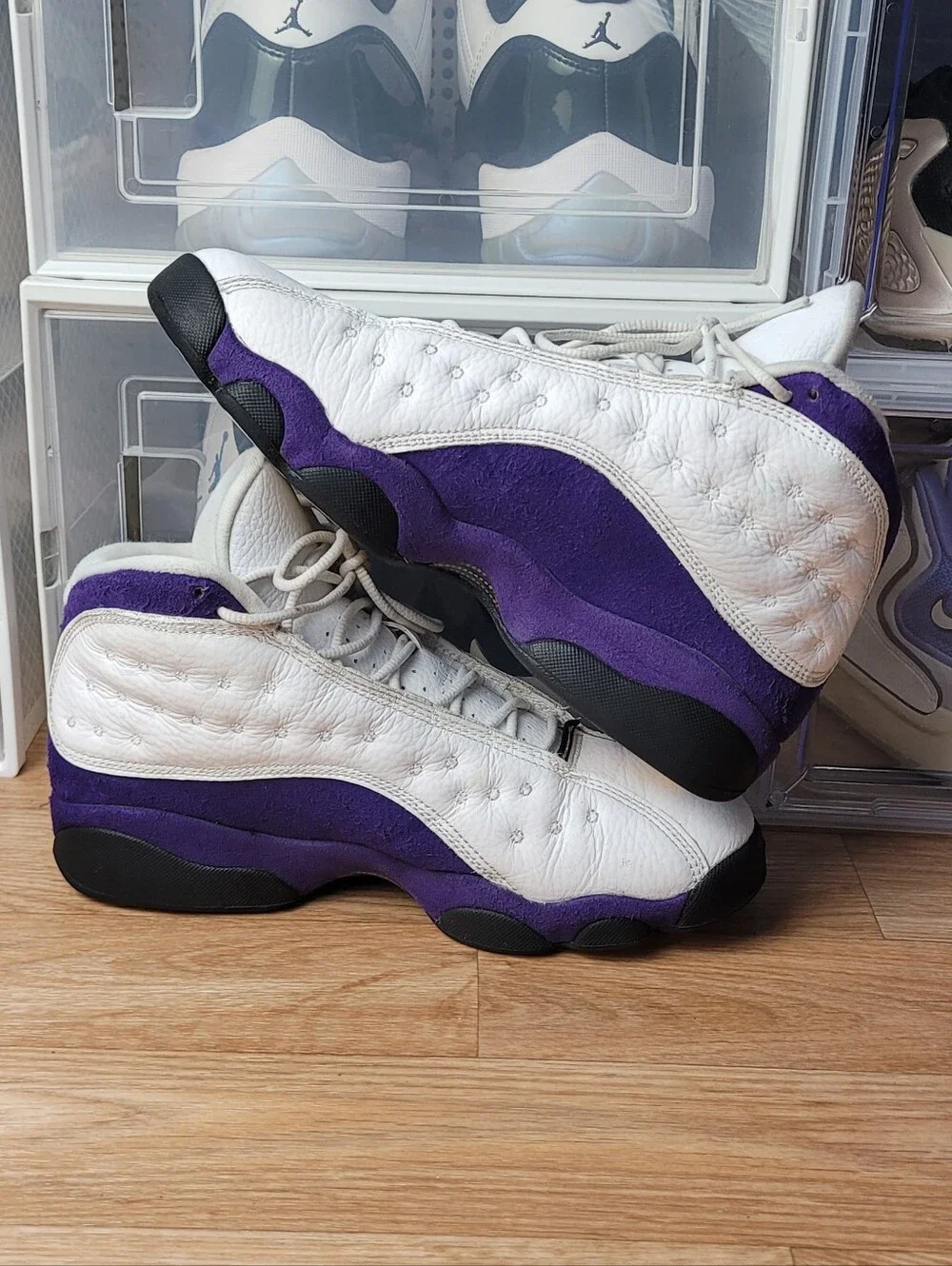 Jordan 13 Retro Mid Lakers Size 7y GS 884129-105 White Purple Youth Sneakers OG